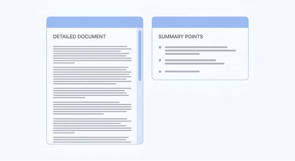 AI for emails Mockup showing an AI tool summarizing a long email into a few bullet points.